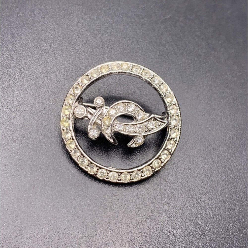 Ora Shriners Brooch Pin Small Silver Tone Sword Scimitar Masons Signed Vintage